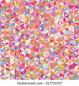 abstract background consisting of small pink, orange, white triangles, vector illustration