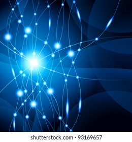 abstract background consisting of smooth lines and luminous dots.the file is saved in AI10 EPS version. This illustration contains a transparency.