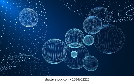 
Abstract background consisting of spheres. The composition of the spheres. The sphere consists of points. Dark. Blue.