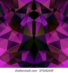Abstract background consisting of triangles. Geometric design for business presentations or web template banner flyer. Vector illustration. Pink, purple, black colors. 