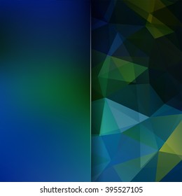 Abstract background consisting of triangles. Geometric design for business presentations or web template banner flyer. Vector illustration. Blue, green colors. 
