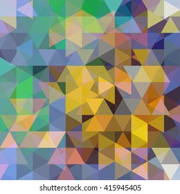 Abstract background consisting of triangles. Geometric design for business presentations or web template banner flyer. Vector illustration. Yellow, green, blue colors. 