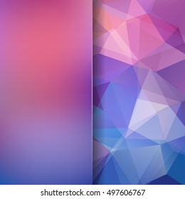 Abstract background consisting of triangles. Geometric design for business presentations or web template banner flyer. Vector illustration. Pink, blue colors