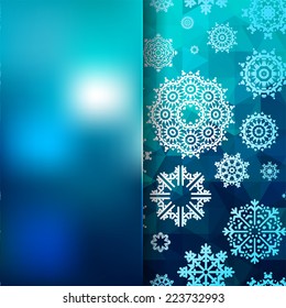 abstract background consisting of triangles and snowflakes