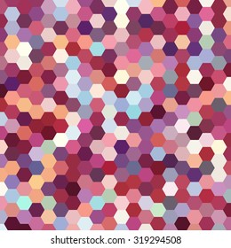 abstract background consisting of white, brown, purple hexagons, vector illustration