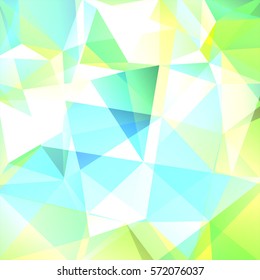 Abstract background consisting of white, green, blue triangles. Geometric design for business presentations or web template banner flyer. Vector illustration