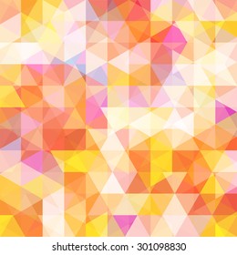abstract background consisting of white, pink, yellow, orange triangles, vector illustration