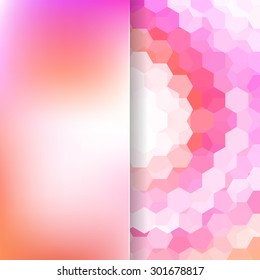 abstract background consisting of white, pink, orange hexagons, vector illustration