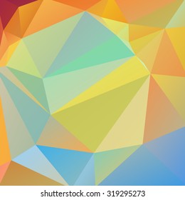 abstract background consisting of yellow, blue, orange  triangles, vector illustration