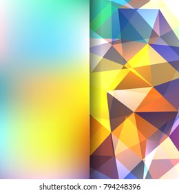 Abstract background consisting of yellow, blue, orange, brown triangles. Geometric design for business presentations or web template banner flyer. Vector illustration