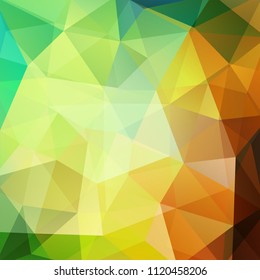 Abstract background consisting of yellow, green, brown triangles. Geometric design for business presentations or web template banner flyer. Vector illustration
