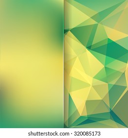 abstract background consisting of yellow, green triangles and matt  glass, vector illustration