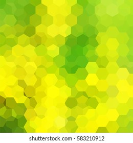 Abstract background consisting of yellow, green hexagons. Geometric design for business presentations or web template banner flyer. Vector illustration