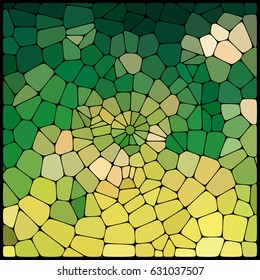 abstract background consisting of yellow, green geometrical shapes with thick black borders, vector illustration.