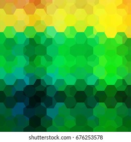 Abstract background consisting of yellow, green hexagons. Geometric design for business presentations or web template banner flyer. Vector illustration