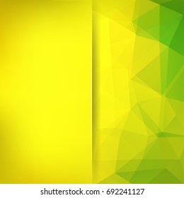 Abstract background consisting of yellow, green triangles. Geometric design for business presentations or web template banner flyer. Vector illustration