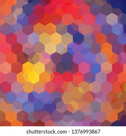 Abstract background consisting of yellow, orange, blue hexagons. Geometric design for business presentations or web template banner flyer. Vector illustration