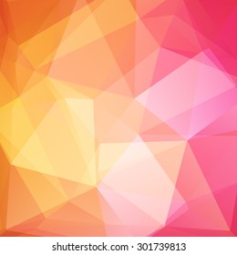 abstract background consisting of yellow, orange, pink, white triangles, vector illustration