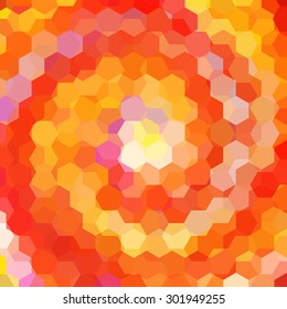 abstract background consisting of yellow, orange, red hexagons, vector illustration