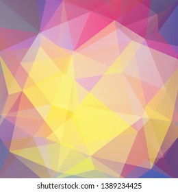 Abstract background consisting of yellow, pink triangles. Geometric design for business presentations or web template banner flyer. Vector illustration