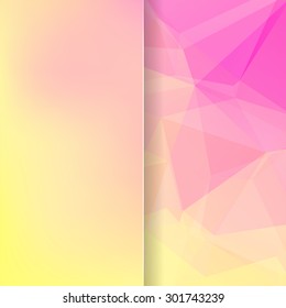 abstract background consisting of yellow, pink triangles and matt  glass, vector illustration
