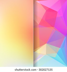 abstract background consisting of yellow, pink, blue triangles and matt  glass, vector illustration