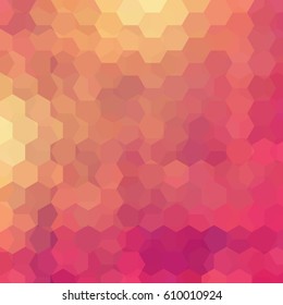 Abstract background consisting of yellow, pink, orange hexagons. Geometric design for business presentations or web template banner flyer. Vector illustration