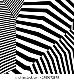 abstrakter Hintergrund besteht aus schwarz-weißen Streifen, die sich in verschiedenen Winkeln schneiden 