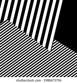 abstract background consists of black and white stripes intersecting at different angles 