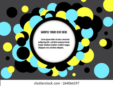 abstract background consists of  blue yellow black circles for sample text