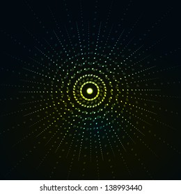 The abstract background consists of many glittering pieces in the shape of the sun / The abstract sun background