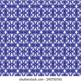 Abstract background containing a flower, japanese/ chinese motif, art deco style,pattern vector - Blue