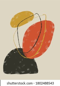 Fondo abstracto con formas abstractas contemporáneas y garabatos. Antecedentes abstractos. Ilustración vectorial mínima pintada a mano. Decoración de la casa pintada a mano con carteles