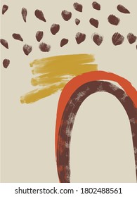 Abstract background with contemporary abstract shapes and scribble. Abstract background. Minimal hand painted vector illustration. Poster hand painted home decor