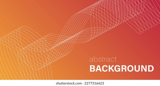 Abstract background with Contour Lines in silhouette. Abstract Shape with Thin Lines. Waves in a figure. Orange yellow gradient background. Vector illustration.