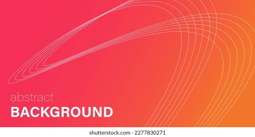 Resumen de fondo con oleada de líneas de contorno. Forma abstracta con contorno fino. Orbita o espiral. Cruce de líneas. Fondo de degradado rosa naranja. Ilustración vectorial.