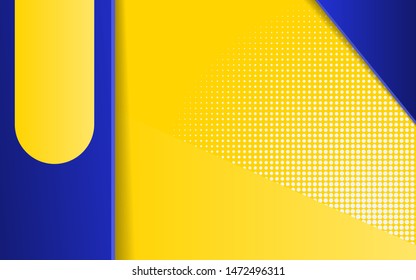 Abstract background with contrast color blue and yellow composition. Overlaping layer concept. Modern and trendy vector design template for use element poster, flyer, sale banner, advertising