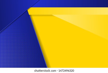 Abstract background with contrast color blue and yellow composition. Overlaping layer concept. Modern and trendy vector design template for use element poster, flyer, sale banner, advertising