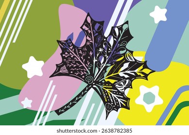 Abstract background conveying dynamic color harmony, complemented with a decorative element
