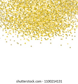 Abstract Background with Copy Space. Falling Gold Confetti Vector Graphic. White Background. Soft Layout Design. Simple Abstract Bright Graphic. Gold Confetti Isolated on White. Simple Party  Layout. 