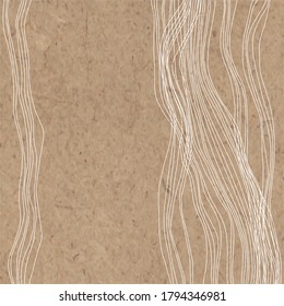 Abstract background with copy space for text. Hand-drawn smooth lines on kraft paper. Vector. Perfect waves background for your design.