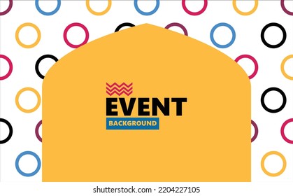 Abstract Background With Copyspace And Colorful Rings Pattern. Suitable For Event, Seminar, Photo Booth, Talk Show, Conference, Meeting, And Exhibition.