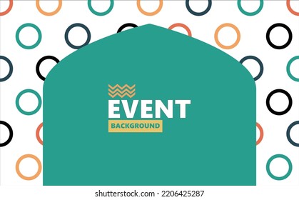 Abstract Background With Copyspace And Colorful Rings Pattern. Suitable For Event, Seminar, Photo Booth, Talk Show, Conference, Meeting, And Exhibition.