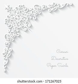 Abstract background, corner decoration with paper swirls, vector eps10