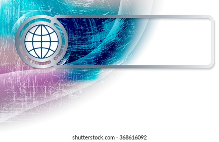 Abstract background in the corner and Vector frame with globe symbol