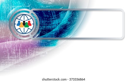 Abstract background in the corner and vector frame with people symbol