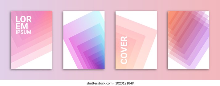 Abstract Background Cover / Flyer / Poster / Album Template Bundle - Feminine Purple / Pink Geometric Gradient Shapes