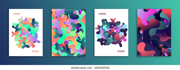 Abstract Background Cover / Flyer / Poster / Album Template Bundle - Blob Wavy Minimal Gradient