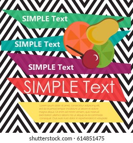 Abstract background (cover) with fruit and a bold, geometric stripes for inscriptions