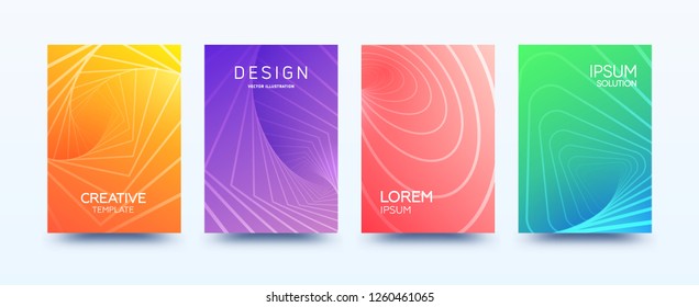 Abstract background cover set for annual report, brochure, banner.  Minimal geometric design layout. Colorful a4 page template with dynamic lines. Eps10 vector.